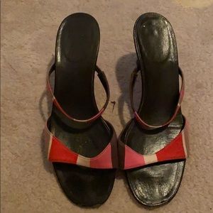 Kate Spade striped kitten heel sandal